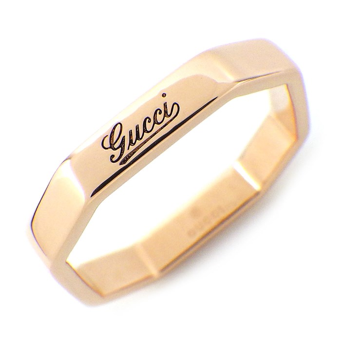 楽天市場】グッチ GUCCI リング オクタゴナル スクエア ロゴ K18PG 9号