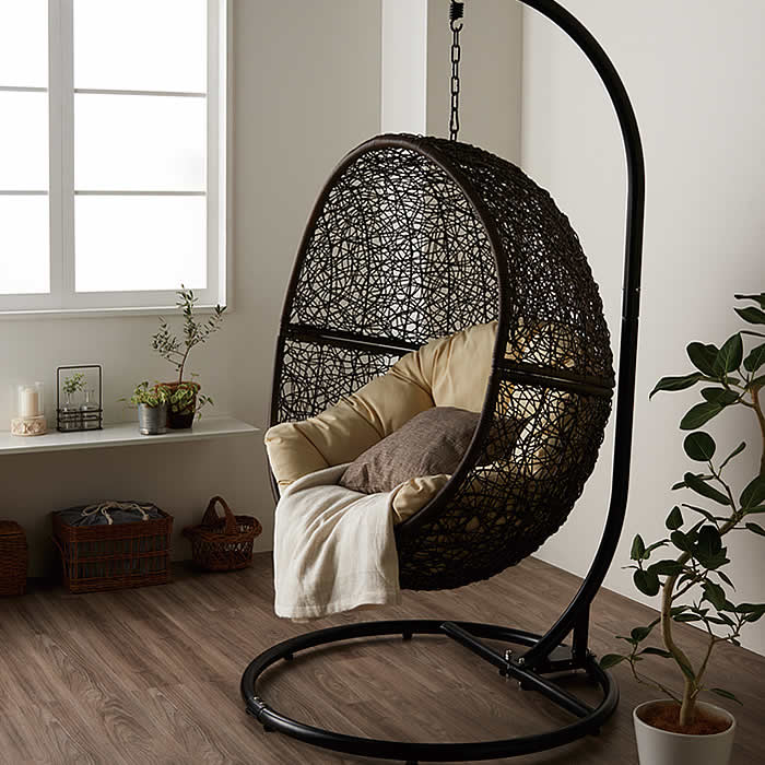 楽天市場】ハンギングチェア たまご型 クッション付 設置配送 ゆりかご