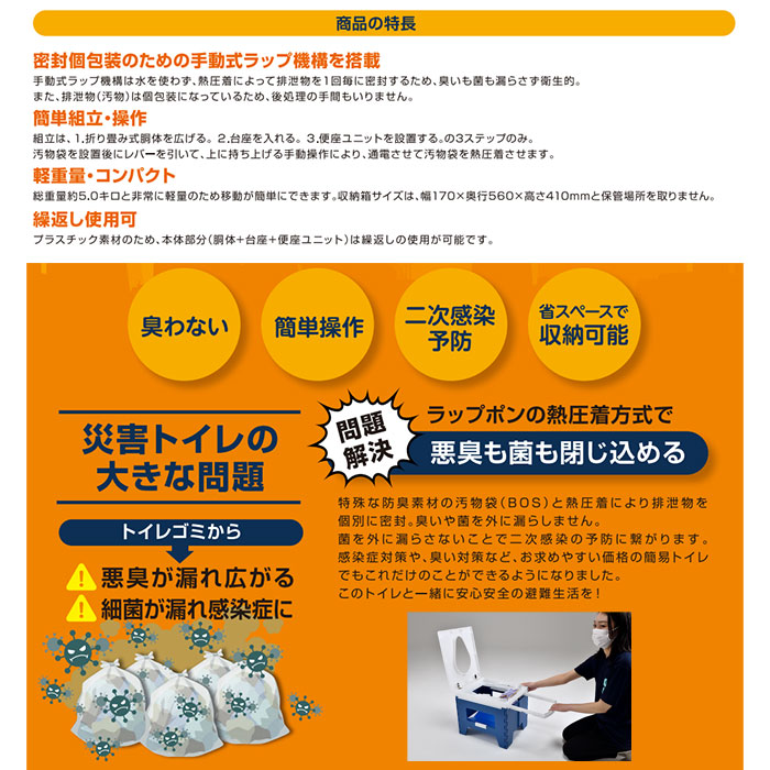 楽天市場】手動ラップ式トイレ ラップポン PF-1 【送料無料 SALE