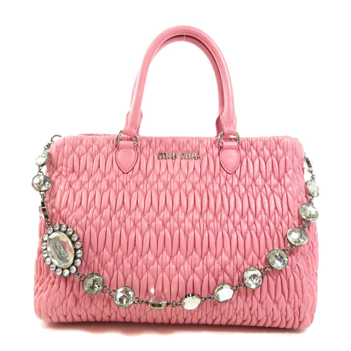 楽天市場】ミュウミュウ RN0958 ナッパ クリスタル 2way ハンドバッグ