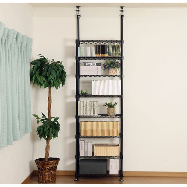 楽天市場】天井突っ張り 本棚 スチールラック8段 奥行き30cm 頑丈 耐