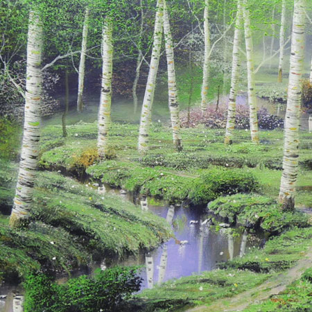 なないも】油彩画「白樺林」P20 絵画 油絵 風景画 原画 なないも様専用