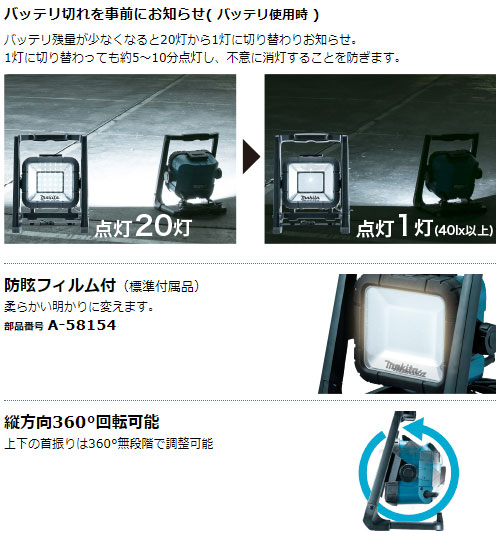 楽天市場】[マキタ正規店] マキタ 充電式スタンドライト ML805 LED