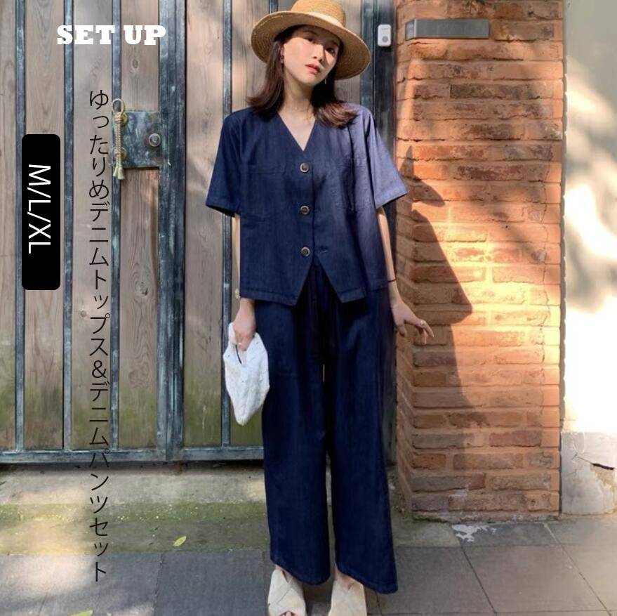 楽天市場】デニム セットアップ レディース デニム シャツ ショート