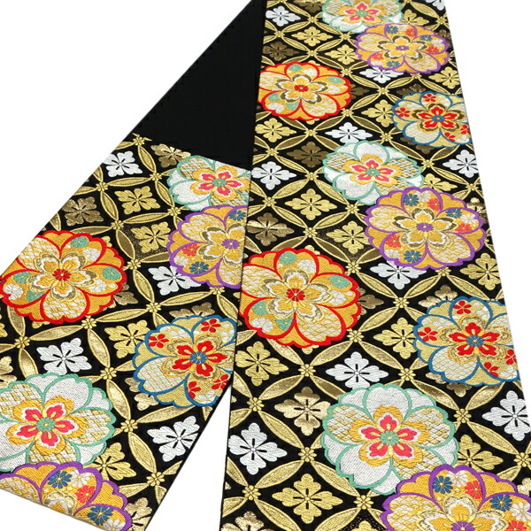 楽天市場】廣部商事 袋帯 振袖用 黒 仕立て上がり 七宝 桜 華文 菊