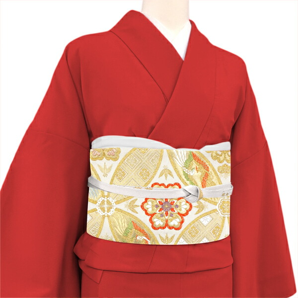 楽天市場】振袖袋帯 白 高島織物 仕立て付き 振袖用 成人式 七宝 華文