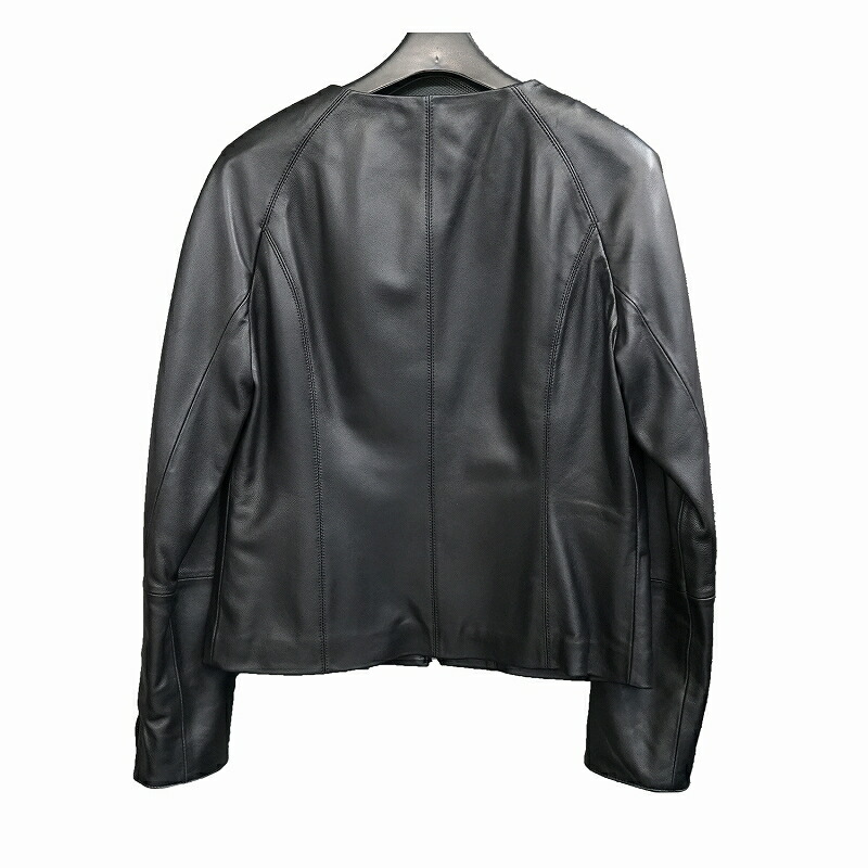 楽天市場】レディース ラム革 ノーカラー レザージャケット S/M/L/LL