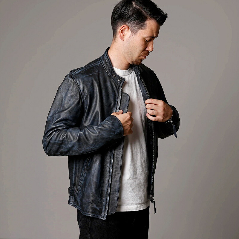 楽天市場】ダメージ加工 アンティーク シングルライダースジャケット