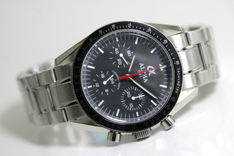 楽天市場】ALPHA アルファ 手巻きクロノグラフ腕時計 スピードマスター