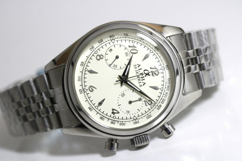 楽天市場】ALPHA アルファ 手巻きクロノグラフ腕時計 クラシック