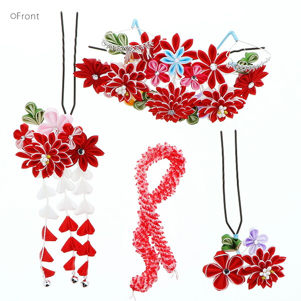 楽天市場】七五三 髪飾り 勝山かんざし ちんころ付き4点セット「赤×白