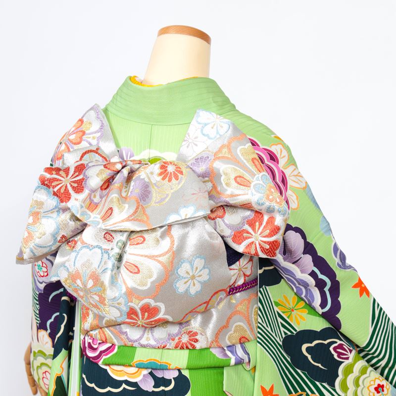 楽天市場】【SALEクーポン】 振袖 中古 フルセット 緑 若草色 グリーン