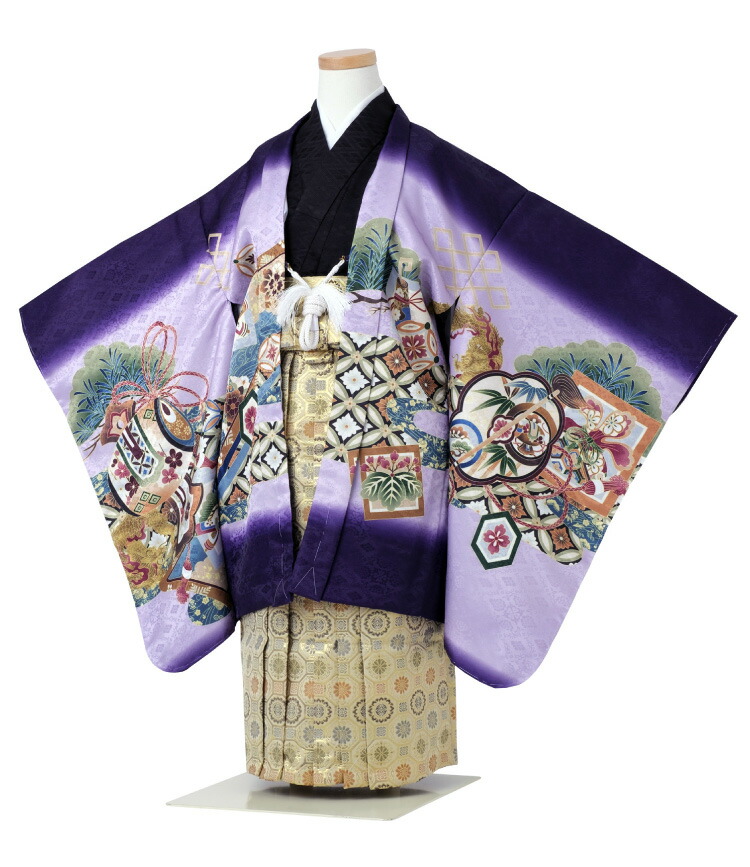 楽天市場】七五三 着物 男の子 五歳 13点フルセット 光 鷹 太鼓 紫