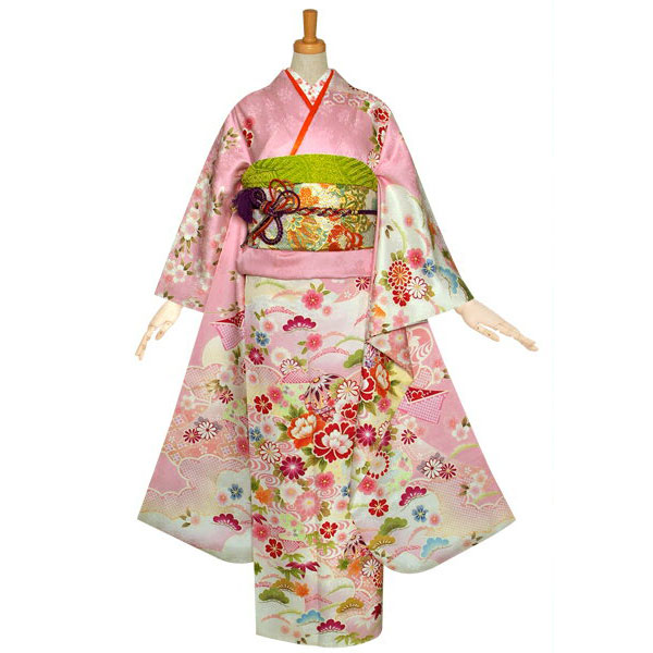 楽天市場】【成人式 振袖 レンタル】RS1133 正絹 ピンク 熨斗に花
