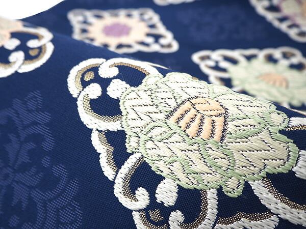 楽天市場】名古屋帯 単品 正絹 仕立て付き 九寸 青 花菱 菱 なごや帯