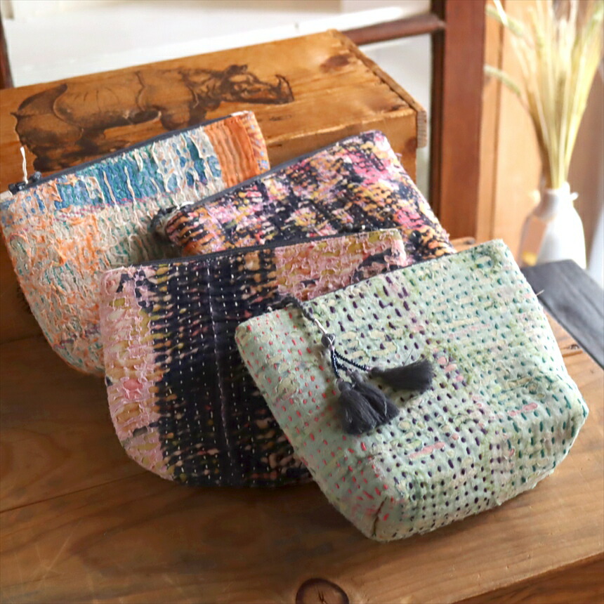 楽天市場】ヴィンテージカンタ マチ付きポーチ カンタ刺繍 タッセル