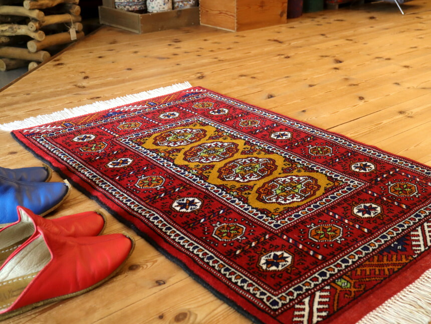 楽天市場】トライバルラグ トルクメン 中央アジア95×61cmギュル文様