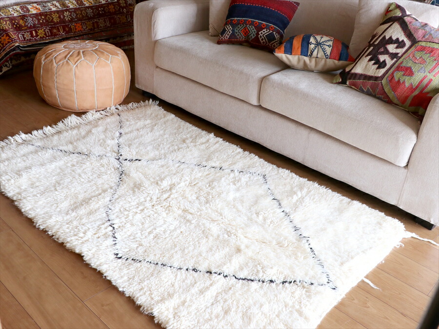 楽天市場】モロッコ エリアラグ ベニワレン 157×105cm ナチュラル