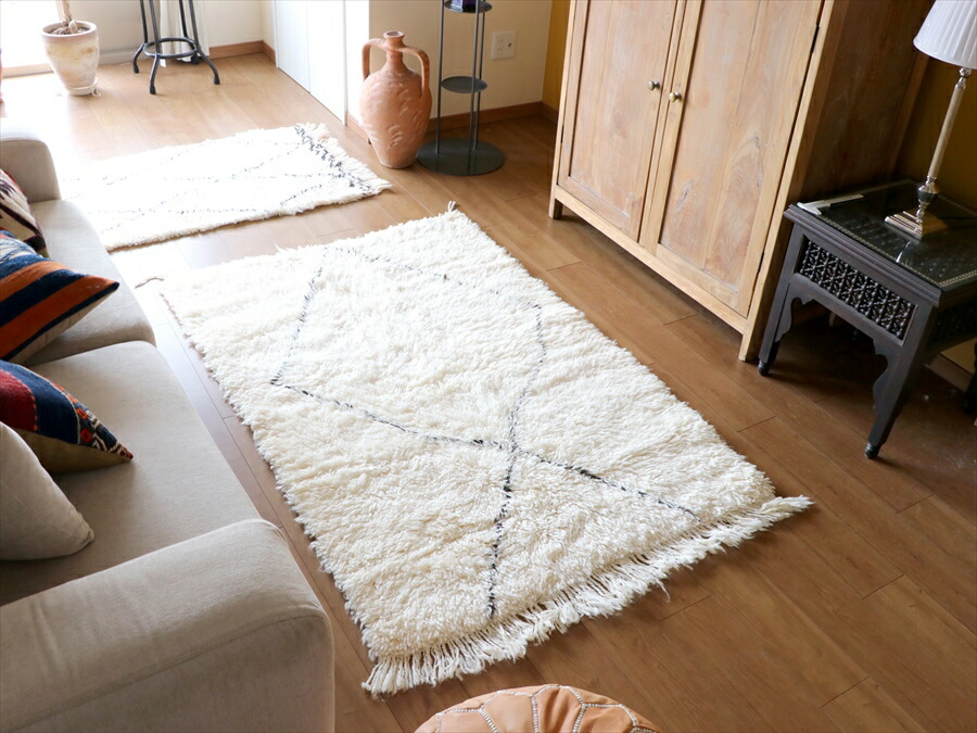 楽天市場】モロッコ エリアラグ ベニワレン 157×105cm ナチュラル