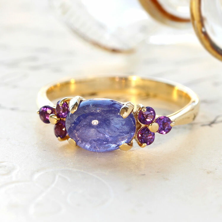 楽天市場】選べる脇石 タンザナイト K18 カラーゴールド リング