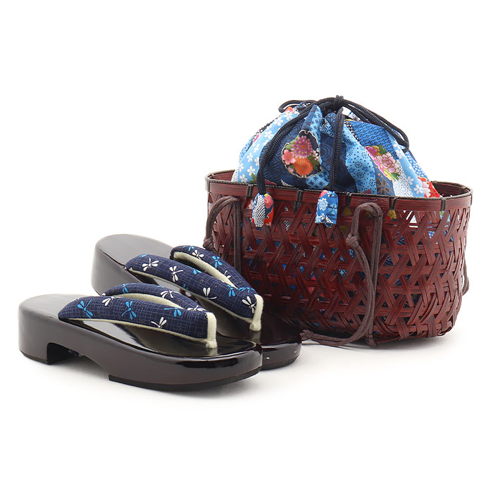 楽天市場】かご巾着と下駄 2点セット レディース 浴衣用 ゆかた用 籠
