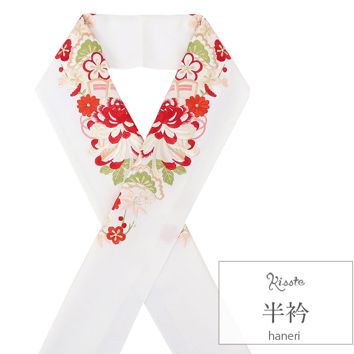 楽天市場】半襟 半衿 刺繍 振袖 成人式 赤 白 紫 乱菊 6色 振袖 成人式