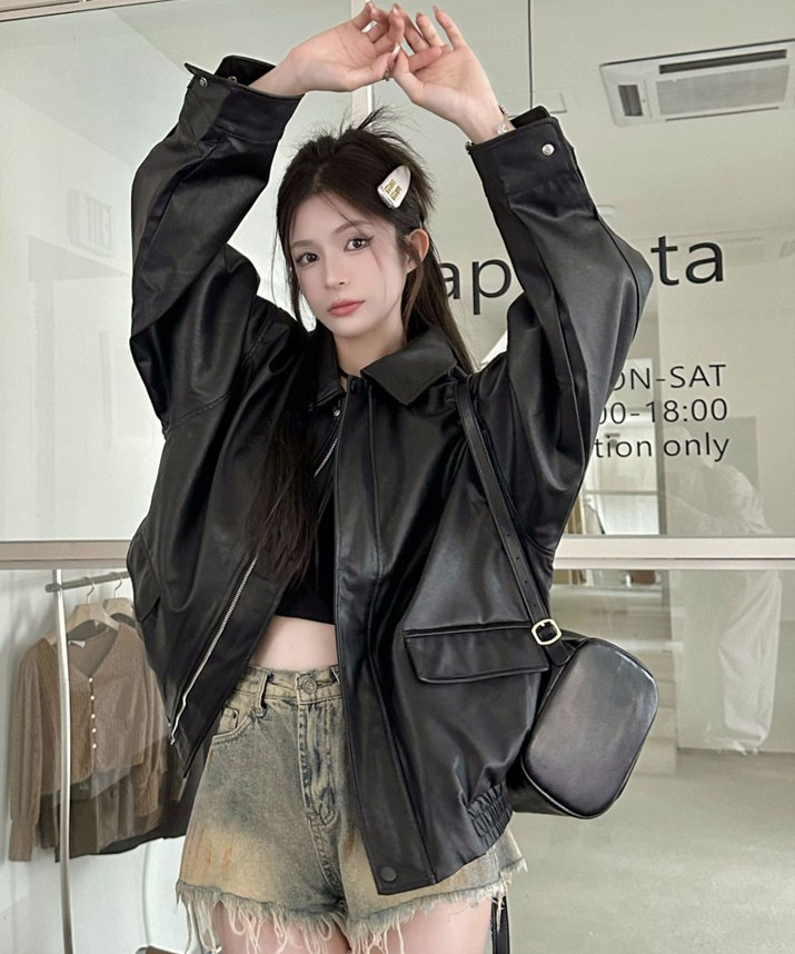 楽天市場】ジャケット《ビッグシルエットフェイクレザージャケット 全2