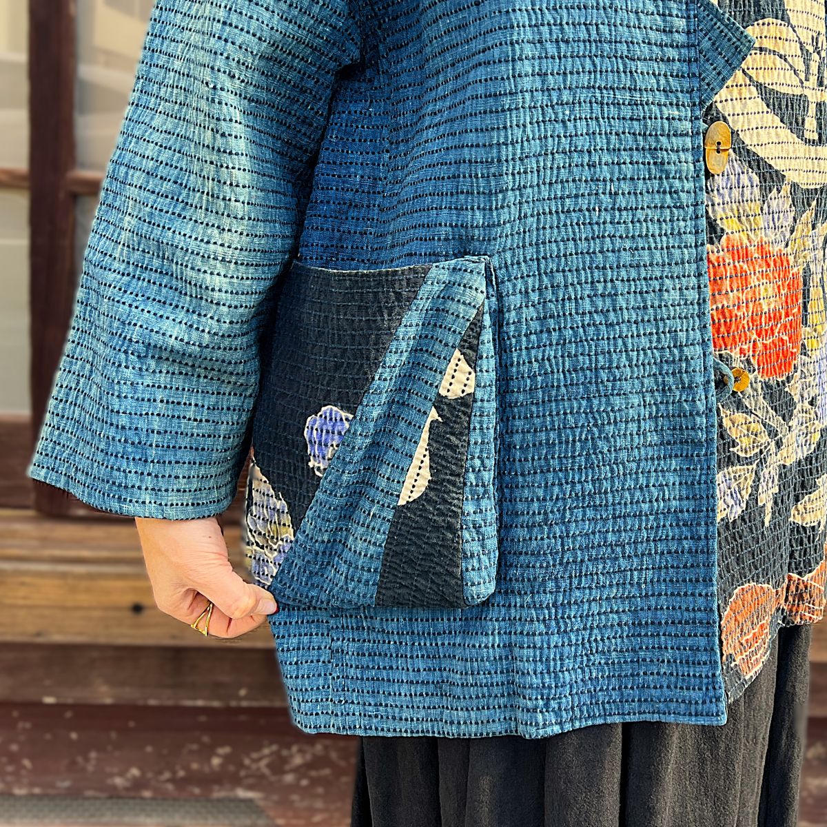 楽天市場】【古布リメイク刺し子筒描きコート】作家一点もの創作服