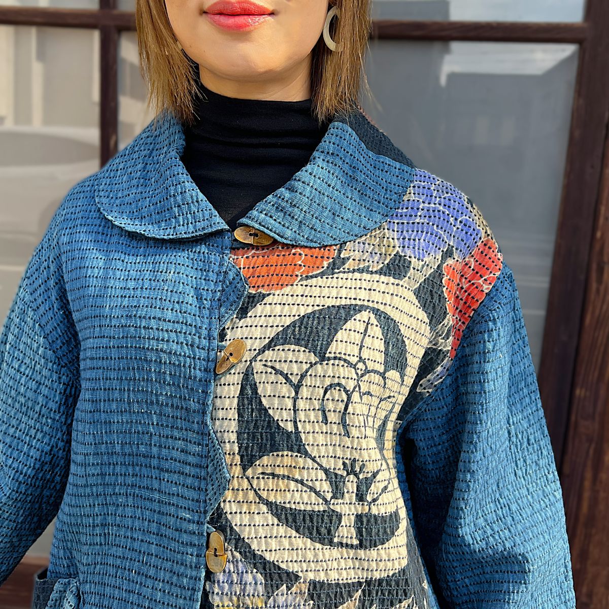 楽天市場】【古布リメイク刺し子筒描きコート】作家一点もの創作服