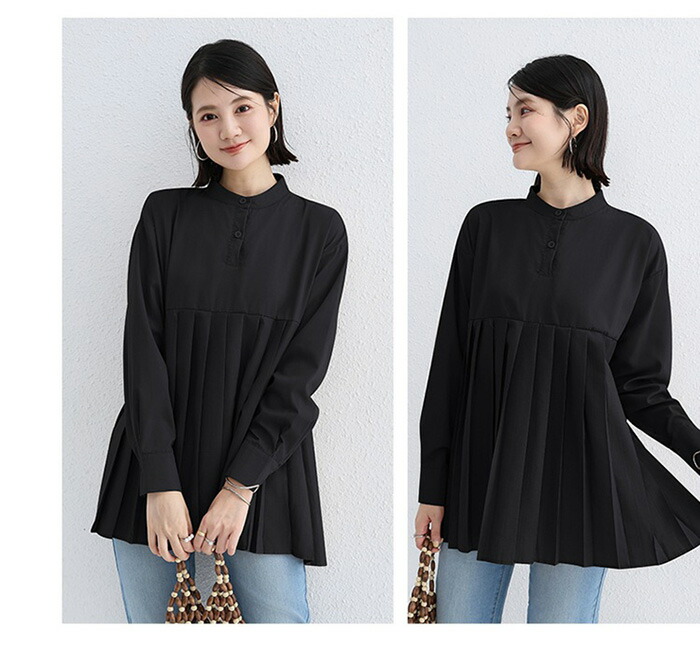 楽天市場】2A26 プリーツ切り替えブラウス 裾プリーツ トップス