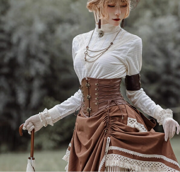 楽天市場】スチームパンク コルセット ガードル ベルト 茶色 ブラウン