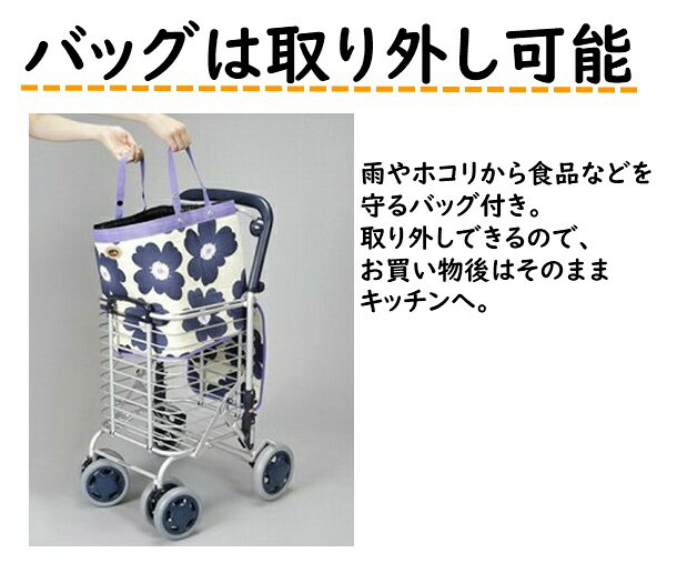 楽天市場】【 アルミワイヤーカート 花柄青 ユーバ産業 】バッグが