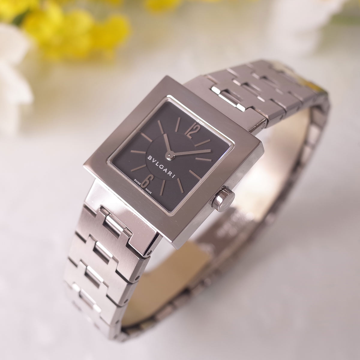 楽天市場】BVLGARI ブルガリ クアドラード SQ22SS スクエア SS 黒文字