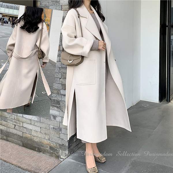 楽天市場】上品ロングコート ウール100% リバーコート ダブルフェイス