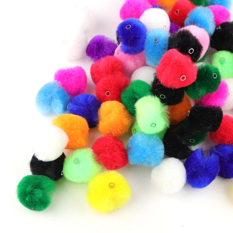 楽天市場】20mm アソート20個入 化繊製 ポンポン ボンボン 穴有り