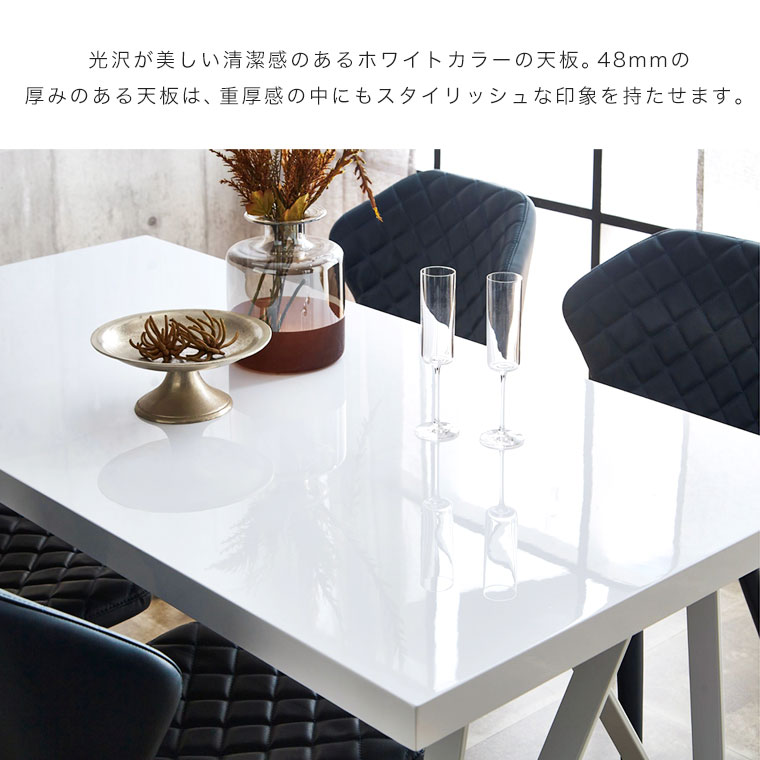 楽天市場】ダイニングテーブル 4人掛け 白 ホワイト 160 鏡面 長方形