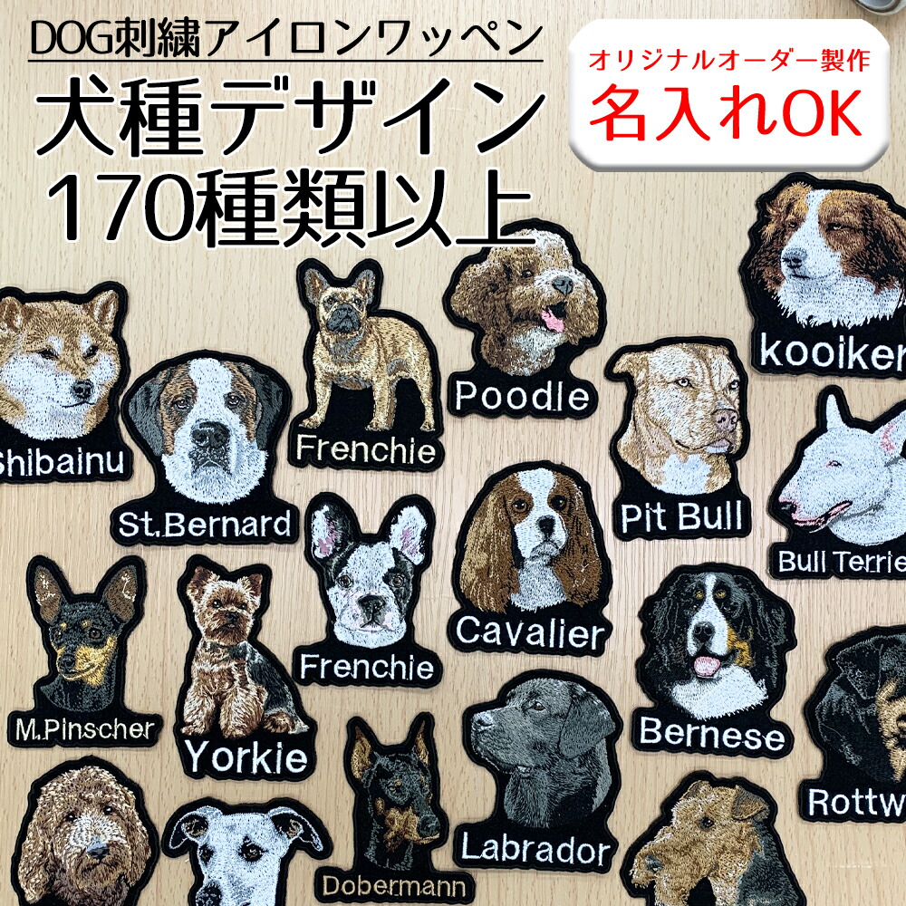 楽天市場】本格刺繍 ワッペン アイロンワッペン 犬 ネーム 名前 名入れ