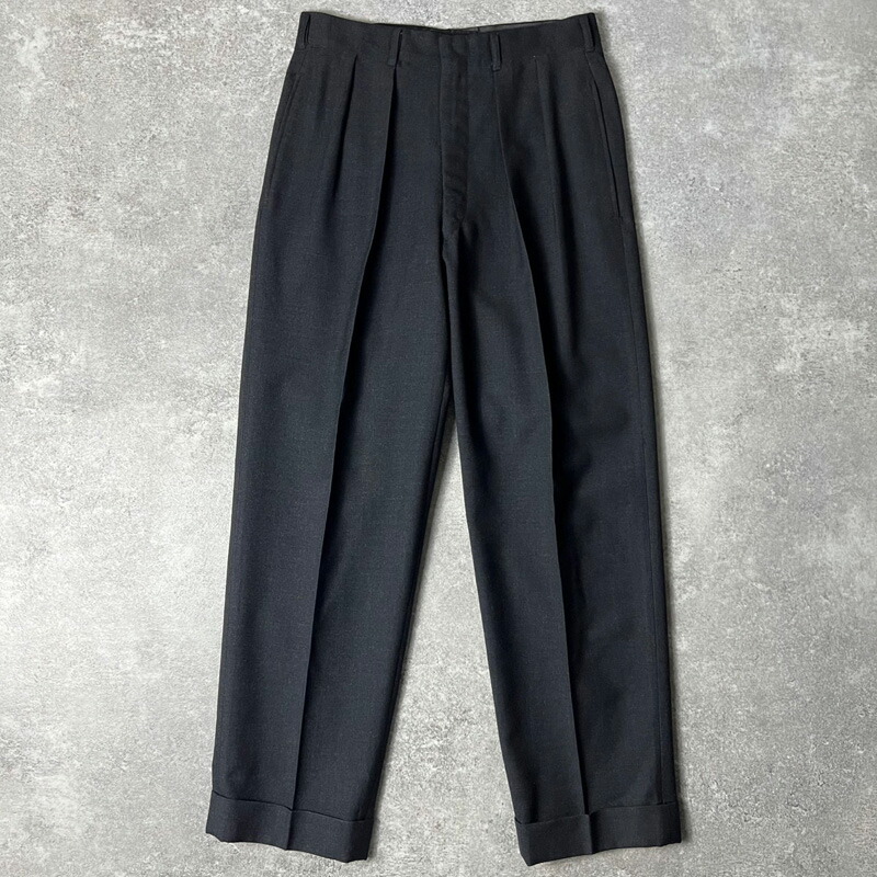 楽天市場】60s UNKNOWN 無地 2タック ウール スラックス パンツ / 60