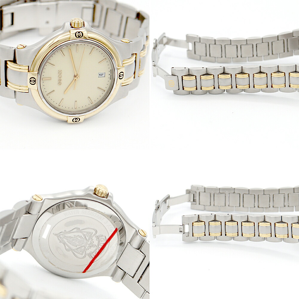 楽天市場】電池交換済 GUCCI グッチ 9040M デイト アイボリー コンビ