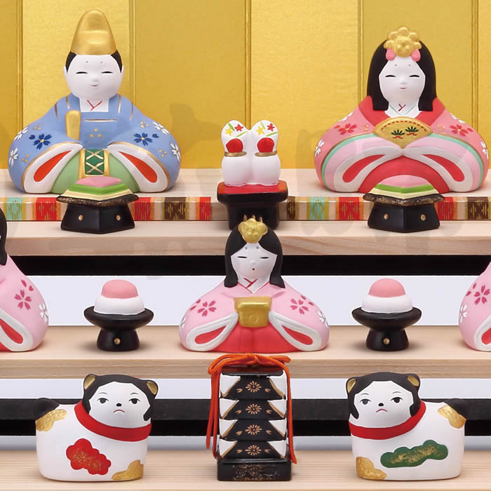 楽天市場】【錦彩 さくら雛（組み立て式三段飾り・5人）】立て名札