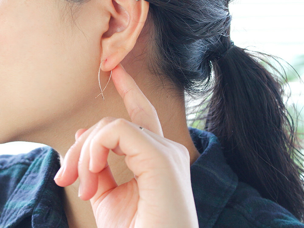 楽天市場】K18 Zarame ピアス このかたちが丁度いい。 K18ゴールド