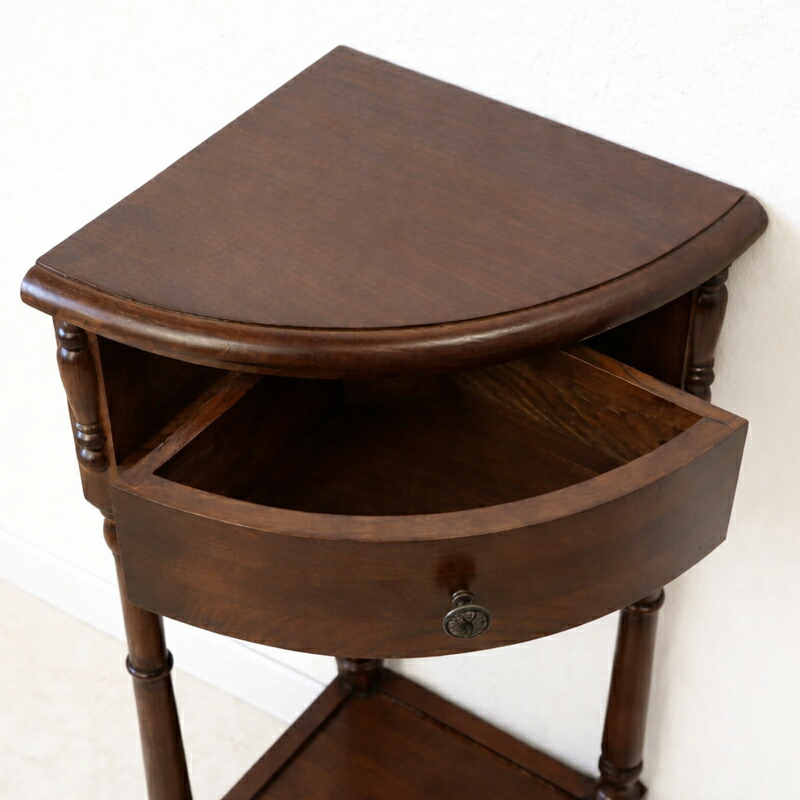 楽天市場】アンティークオーク コーナー用 電話台ブラウン