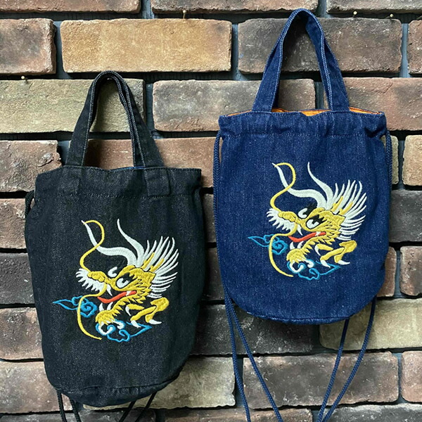 楽天市場】HOUSTON ヒューストン EMB DENIM EFFECT BAG ドラゴン刺繍