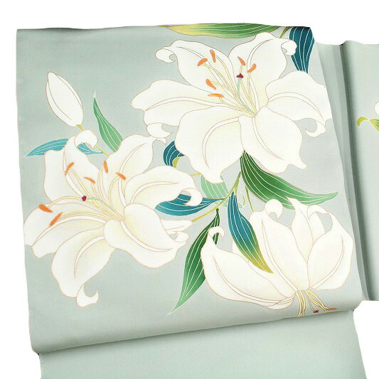 楽天市場】名古屋帯 九寸帯 老舗染匠 絹菱 本加工友禅 百合