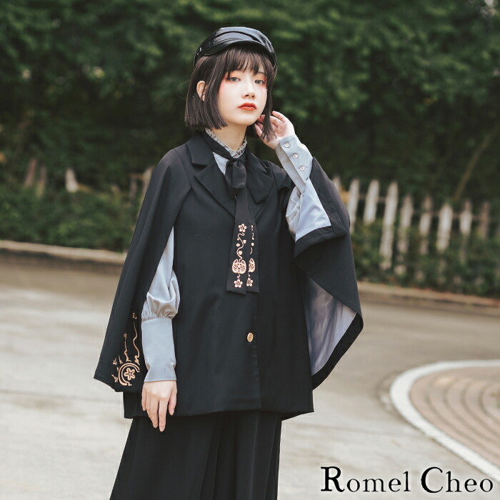 楽天市場】RomelCheo 狐仙 刺繍 レトロ風 マント ジャケット ケープ 袖