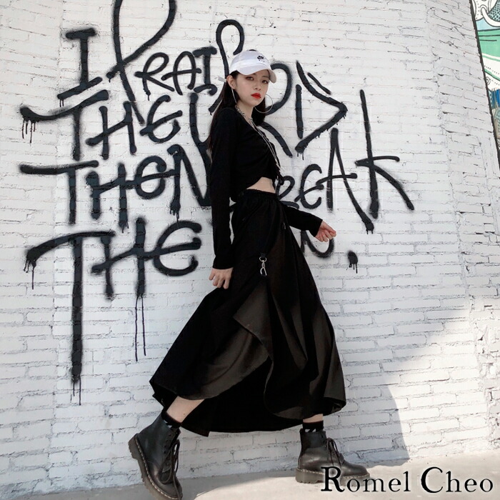 楽天市場】RomelCheo フック アシンメトリー スカート 黒 アシメ
