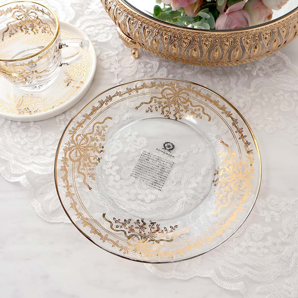 楽天市場】アウトレット品 ゴールドリボン ガラスプレート 20cm