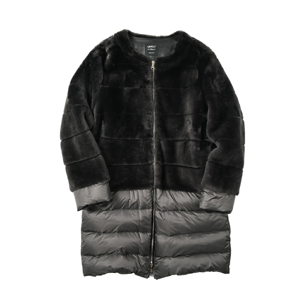 楽天市場】エンメティ EMMETI ムートンダウンジャケット ノーカラー