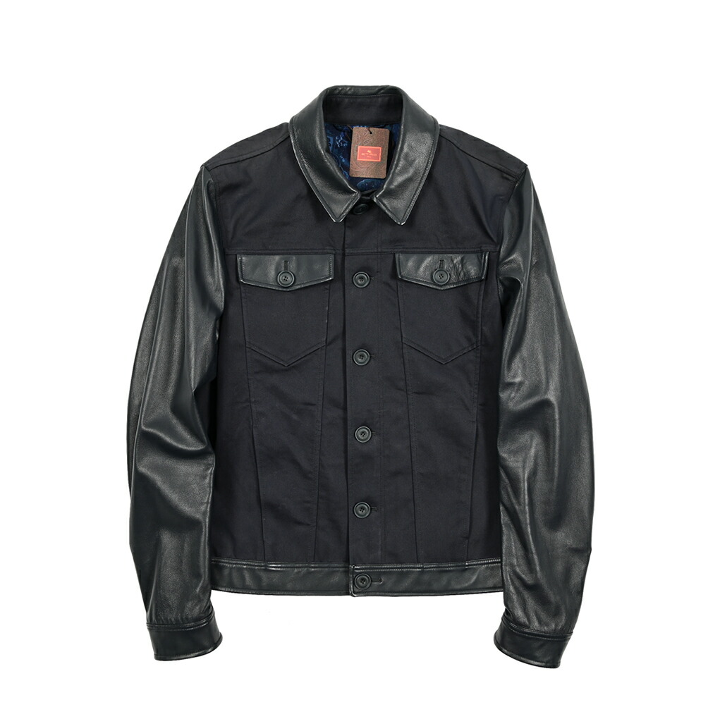 楽天市場】エトロ ETRO レザーブルゾン 異素材コンビ ショート