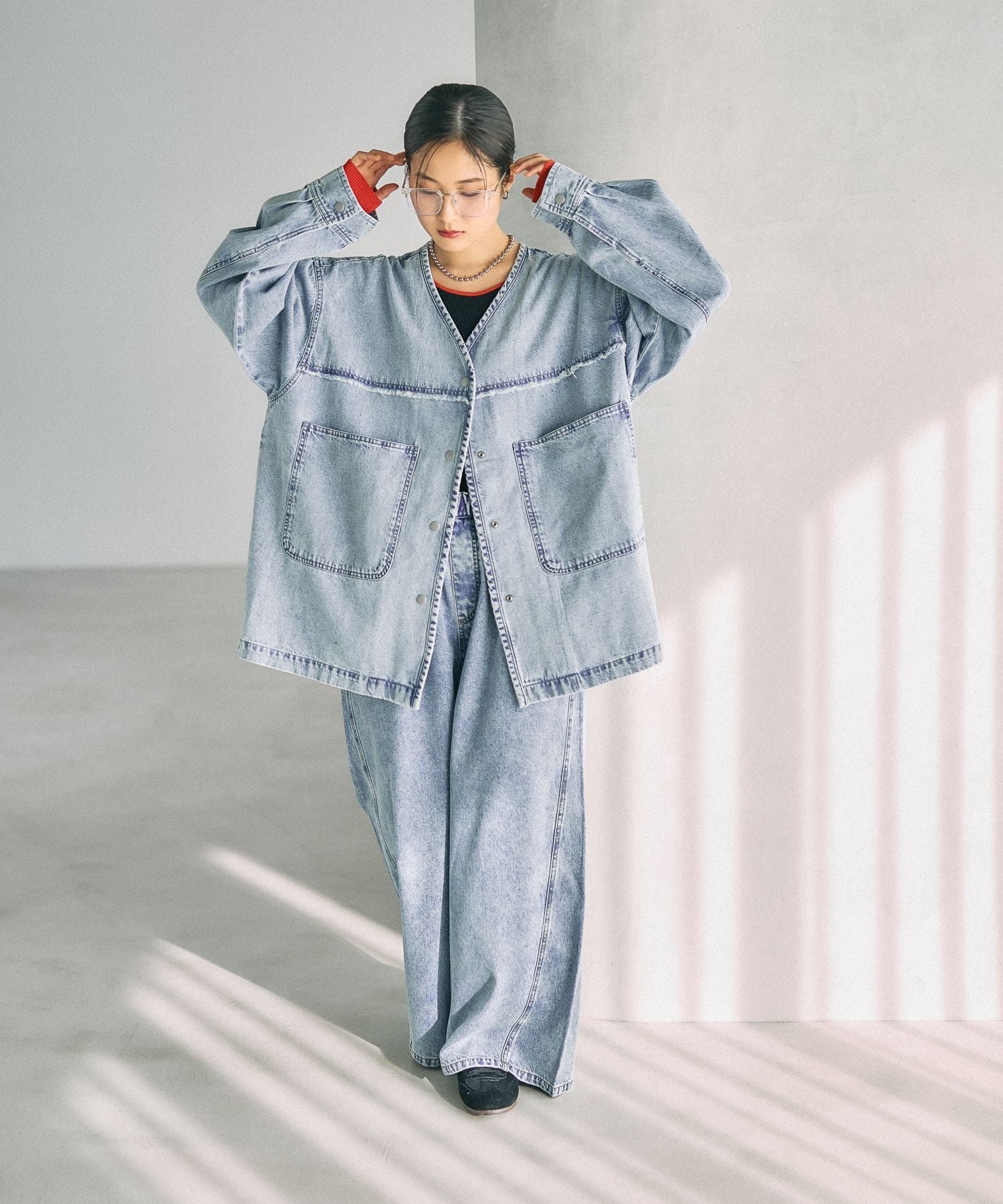 LEPSIM｜ノーカラーデニムシャツ | Rakuten Fashion(楽天ファッション